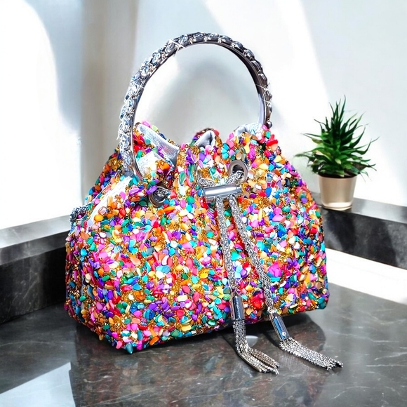 NKULTD Handbags - 🆕️Sparkling Multicolor Stone & Rhinestone Evening Clutch Colorful Bucket Bag ✨